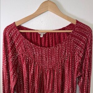 Lucky Brand Red and White Textured Blouse